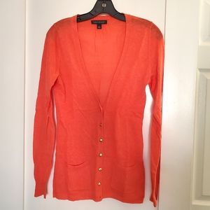 Banana Republic Wool Cardigan with pockets and gold button details orange sz S